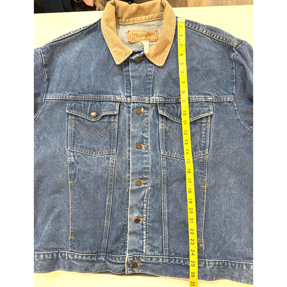 Vintage 90s Wrangler Jacket Mens 2XL Blue Denim Corduroy Collar Western Cowboy - Picture 10 of 12
